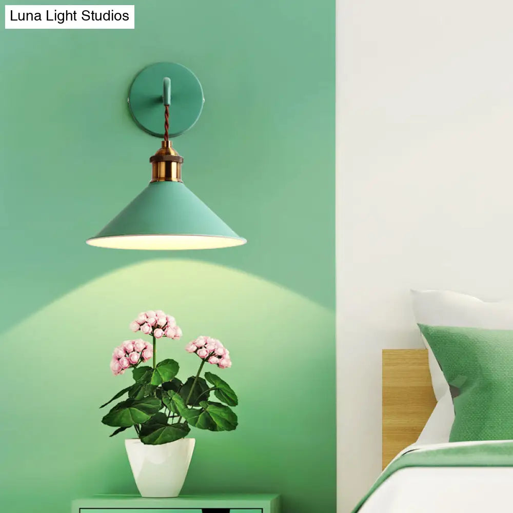 DecorBites™ Modern Metal Cone Wall Light with Straight Arm for Hallway - Gray/Pink/Yellow/Green