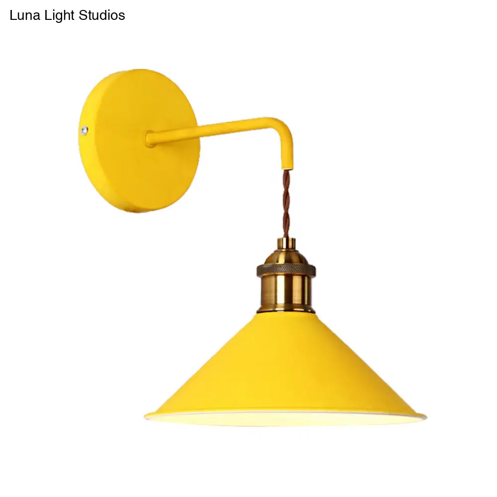 DecorBites™ Modern Metal Cone Wall Light with Straight Arm for Hallway - Gray/Pink/Yellow/Green