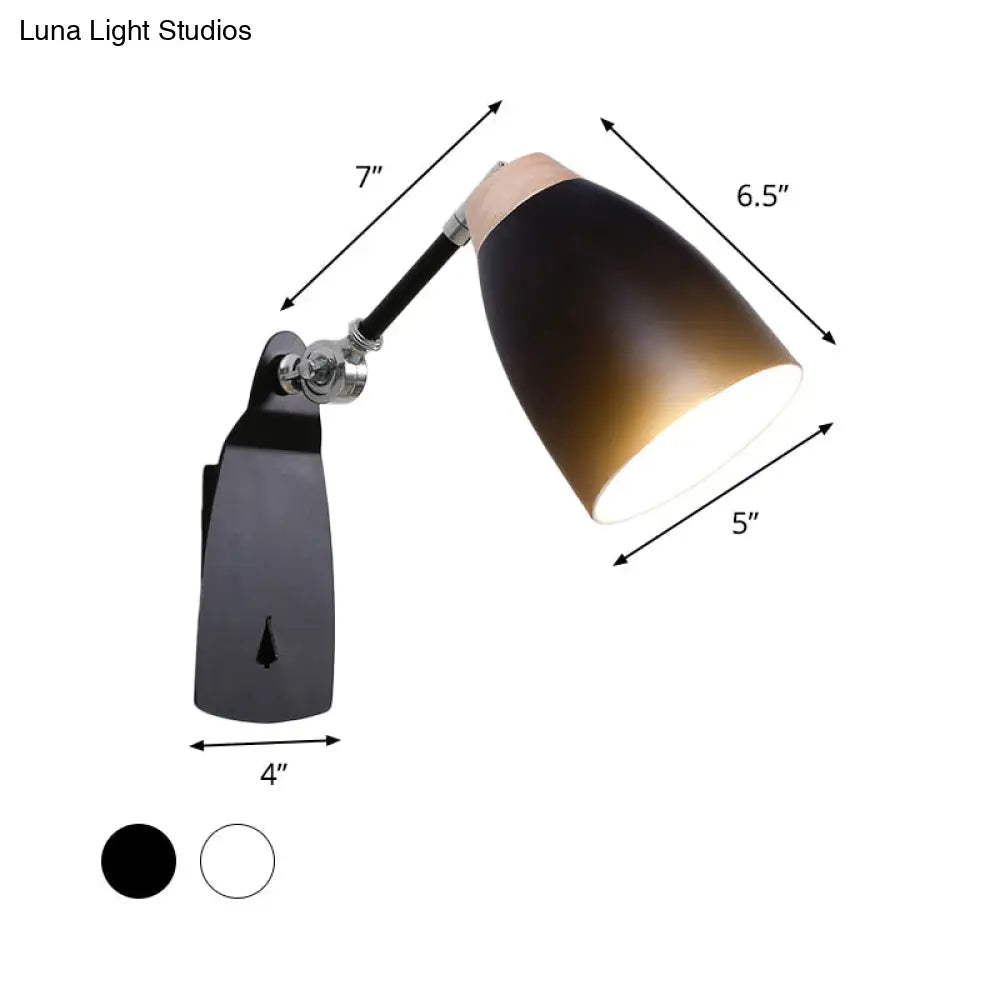 DecorBites™ Modern Metal Cup Wall Mounted Light - Rotatable 1-Light Wall Sconce Lamp, White/Black Finish