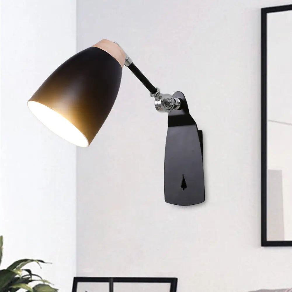 DecorBites™ Modern Metal Cup Wall Mounted Light - Rotatable 1-Light Wall Sconce Lamp, White/Black Finish