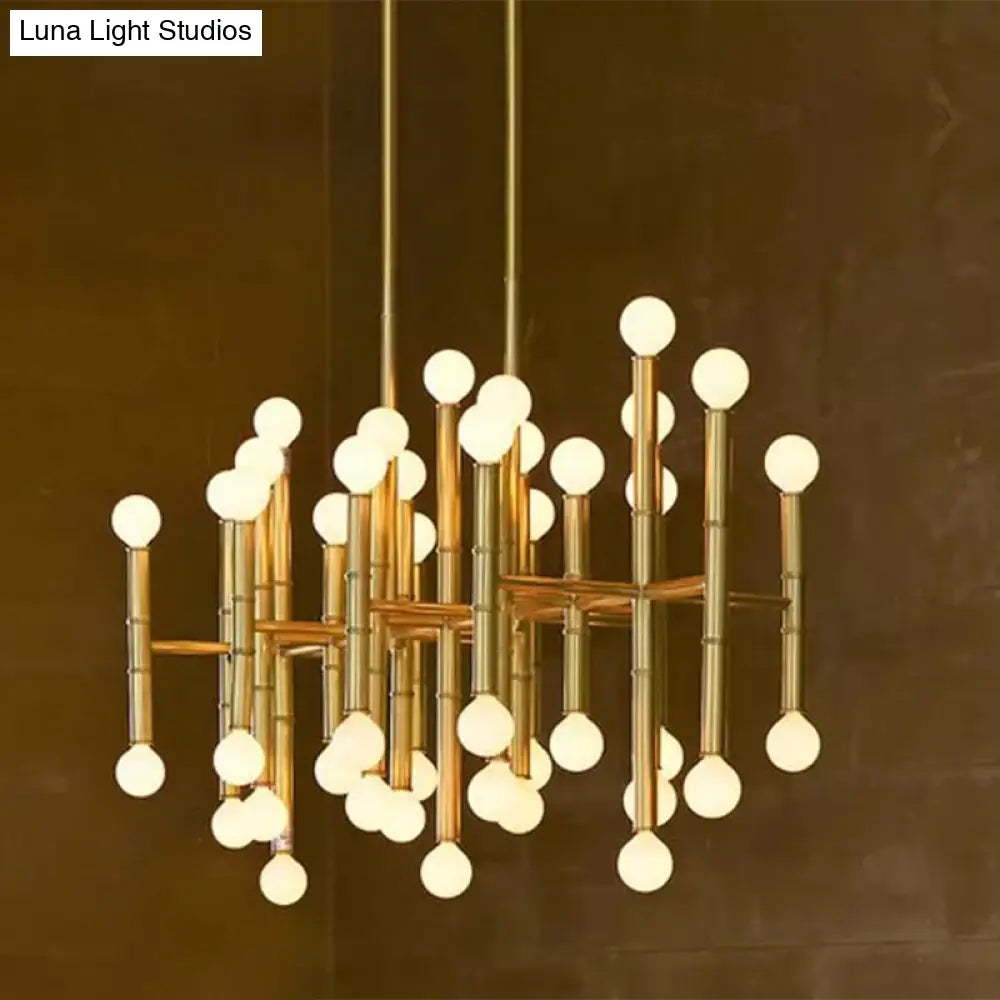 DecorBites™ Modern Metal Island Light - Multi-Rod, 42-Head, Black/Chrome/Gold - Up & Down Lighting Fixture