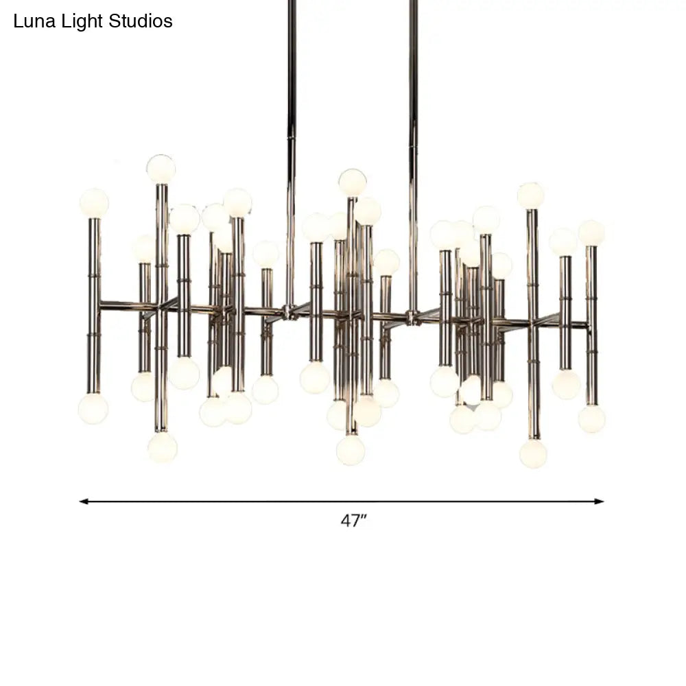 DecorBites™ Modern Metal Island Light - Multi-Rod, 42-Head, Black/Chrome/Gold - Up & Down Lighting Fixture