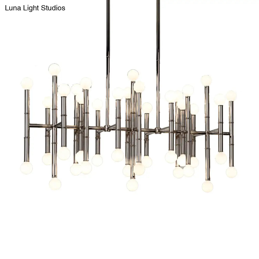 DecorBites™ Modern Metal Island Light - Multi-Rod, 42-Head, Black/Chrome/Gold - Up & Down Lighting Fixture