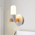 DecorBites™ Modern Metal LED Bird-Like Wall Sconce in White and Wood - Bedside Lamp Fixture