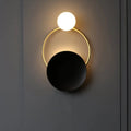 DecorBites™ Modern Metal Planet Wall Mount Lamp - 1 Light Black Finish, Opal Glass Fixture