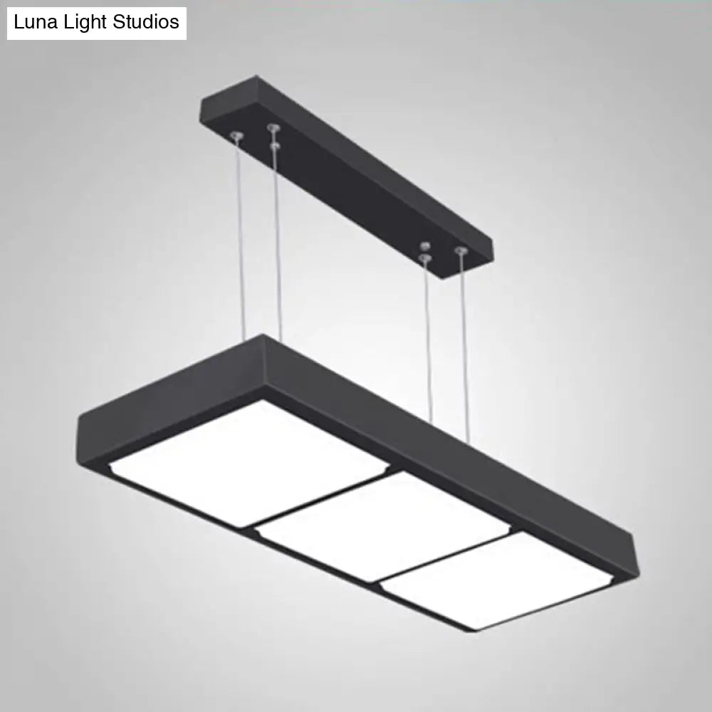 DecorBites™ Modern Metal Rectangular Island Lamp with 3/4/5 Lights in Black/White - Office Hanging Light in Warm/White
