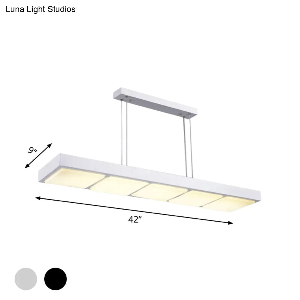 DecorBites™ Modern Metal Rectangular Island Lamp with 3/4/5 Lights in Black/White - Office Hanging Light in Warm/White