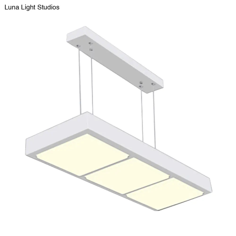 DecorBites™ Modern Metal Rectangular Island Lamp with 3/4/5 Lights in Black/White - Office Hanging Light in Warm/White