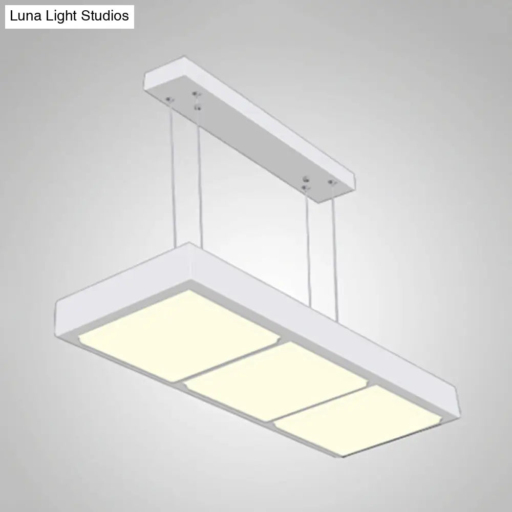 DecorBites™ Modern Metal Rectangular Island Lamp with 3/4/5 Lights in Black/White - Office Hanging Light in Warm/White