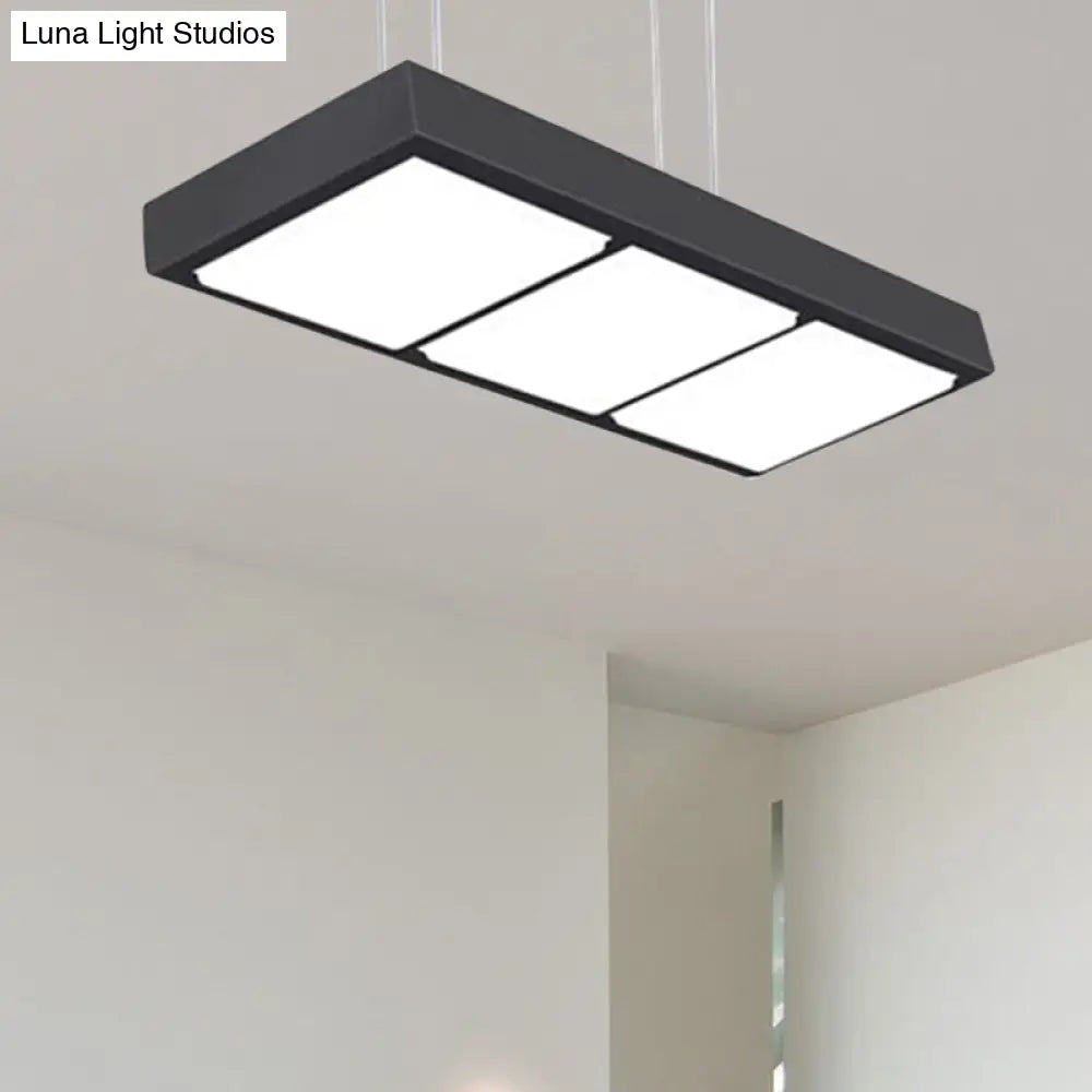 DecorBites™ Modern Metal Rectangular Island Lamp with 3/4/5 Lights in Black/White - Office Hanging Light in Warm/White