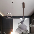 DecorBites™ Modern Metal Ring Hanging Light Kit - Brown LED Suspension Light for Bedroom (Warm/White Light)
