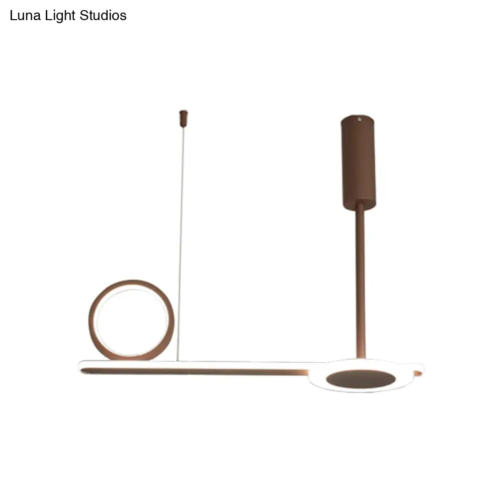 DecorBites™ Modern Metal Ring Hanging Light Kit - Brown LED Suspension Light for Bedroom (Warm/White Light)