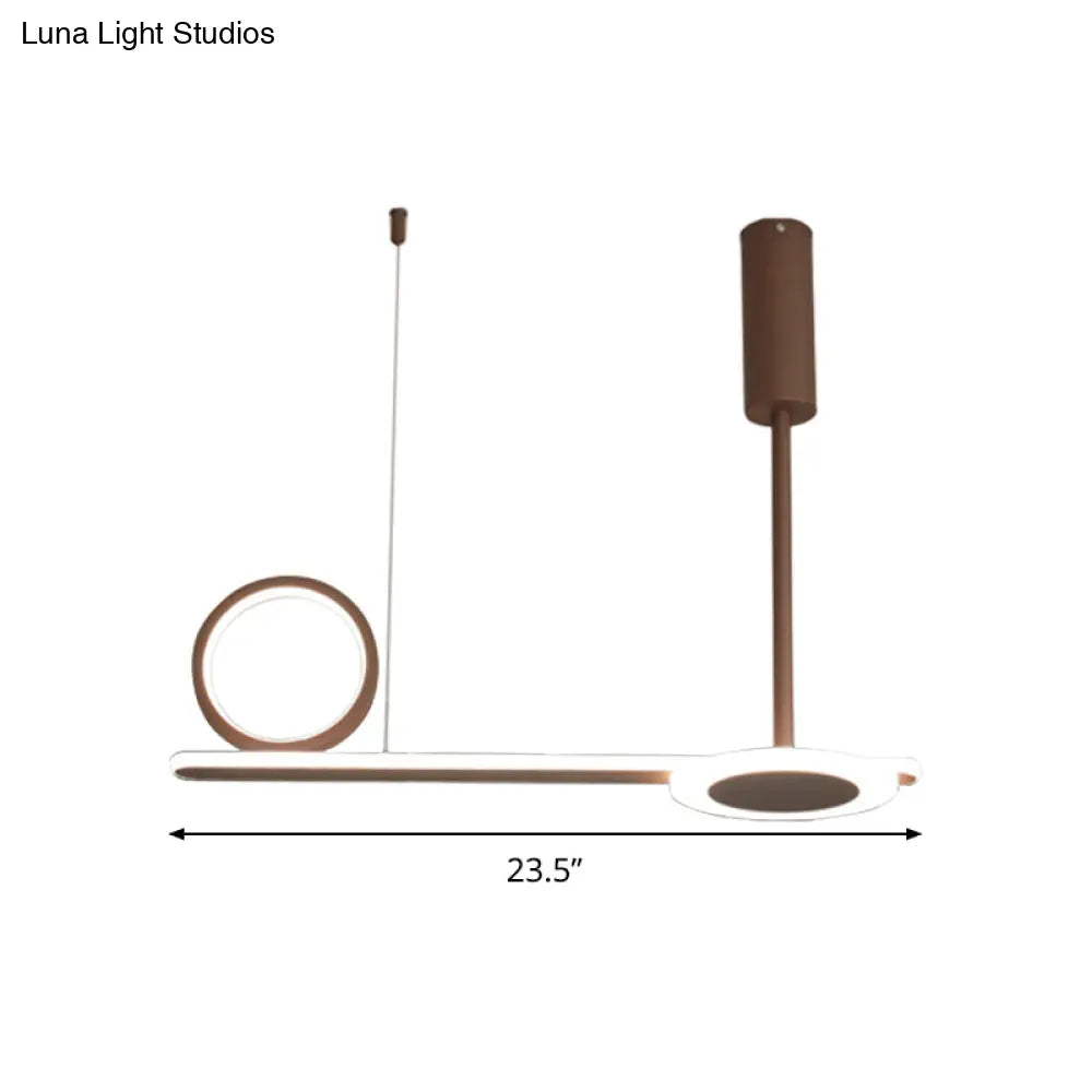 DecorBites™ Modern Metal Ring Hanging Light Kit - Brown LED Suspension Light for Bedroom (Warm/White Light)