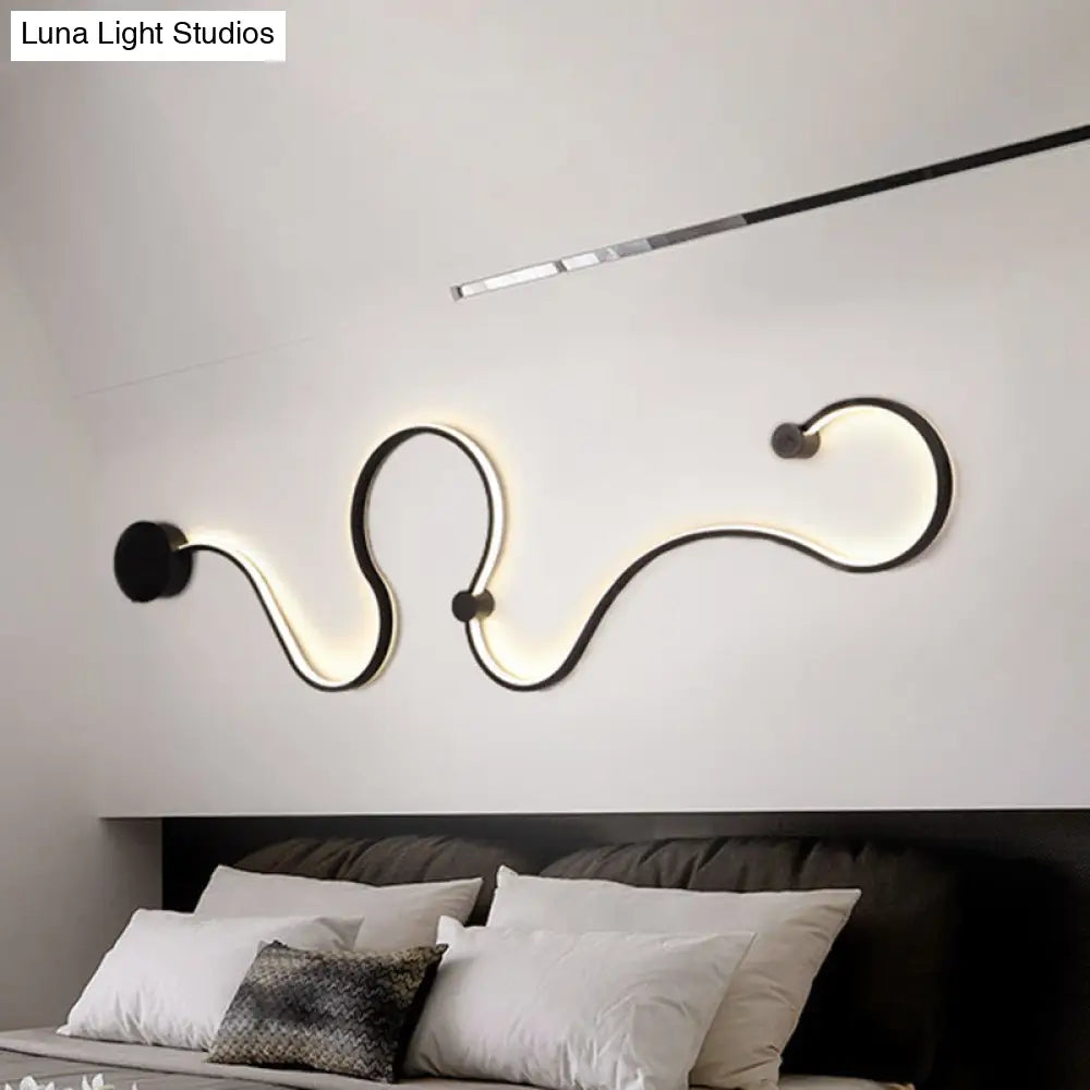 DecorBites™ Modern Metal Snake-Like Wall Sconce Lighting - 25.5"/50" W LED Wall Mount Lamp in Black with Warm/White Light