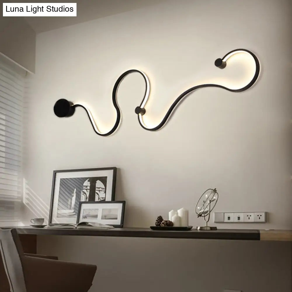 DecorBites™ Modern Metal Snake-Like Wall Sconce Lighting - 25.5"/50" W LED Wall Mount Lamp in Black with Warm/White Light