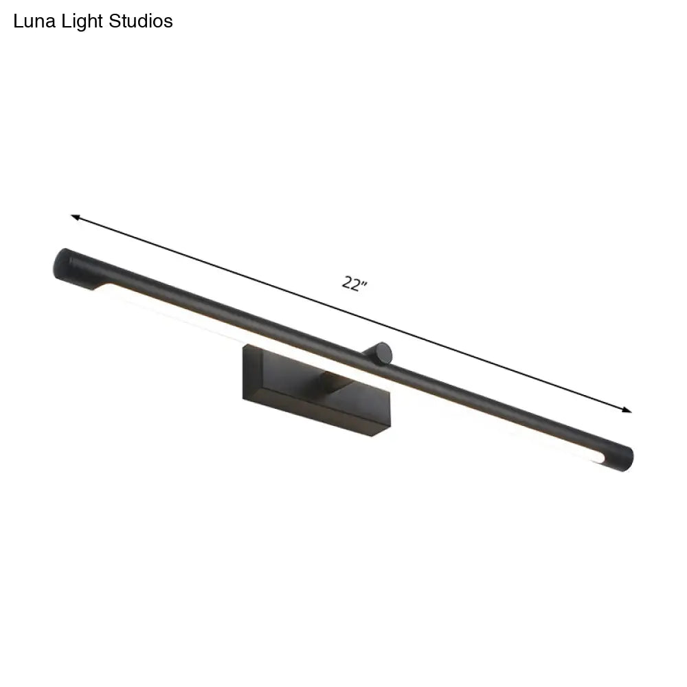 DecorBites™ Modern Metal Vanity Wall Sconce with LED Lighting, White/Black Finish in Various Widths and Light Tones