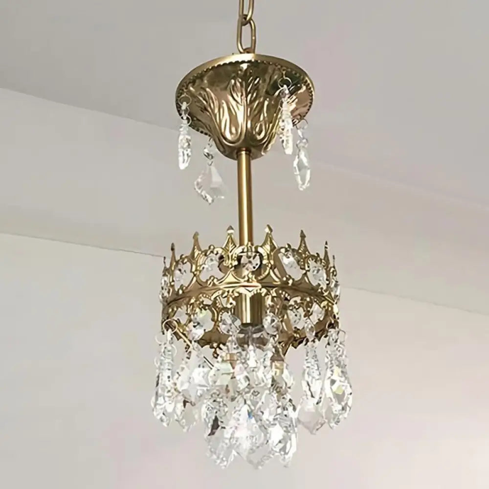 DecorBites™ Modern Metallic Crown Wall Light with Crystal Drop - Single-Bulb Living Room Lighting