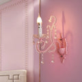 DecorBites™ Modern Metallic Scroll Arm Wall Lamp with Crystal Orb Deco, Pink