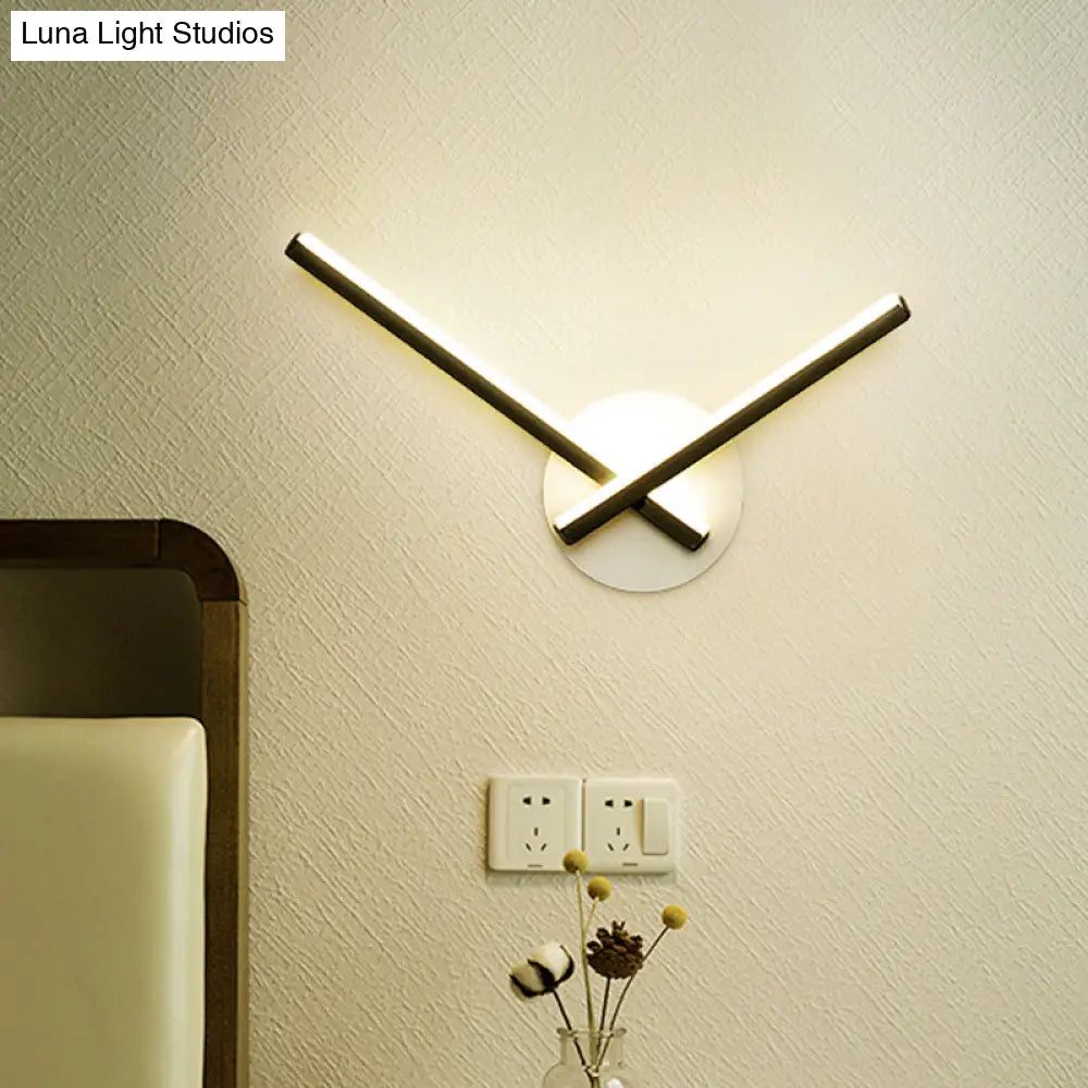 DecorBites™ Modern Metallic Wall Sconce with Overlapping Lines - Simplicity Black/White LED Fixture, Warm/White Light
