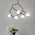 DecorBites™ Modern Milk Glass Tree Branch Ceiling Suspension Lamp, Black/Gold Hanging Light Fixture - 5/8 Bulbs for Dining Room