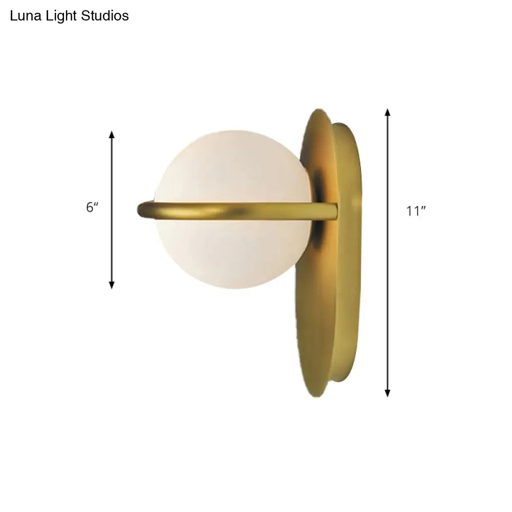 DecorBites™ Modern Milk Glass Wall Light with Oval Metal Backplate in Black/Gold for Bedroom Sconce Lighting