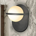 DecorBites™ Modern Milk Glass Wall Light with Oval Metal Backplate in Black/Gold for Bedroom Sconce Lighting