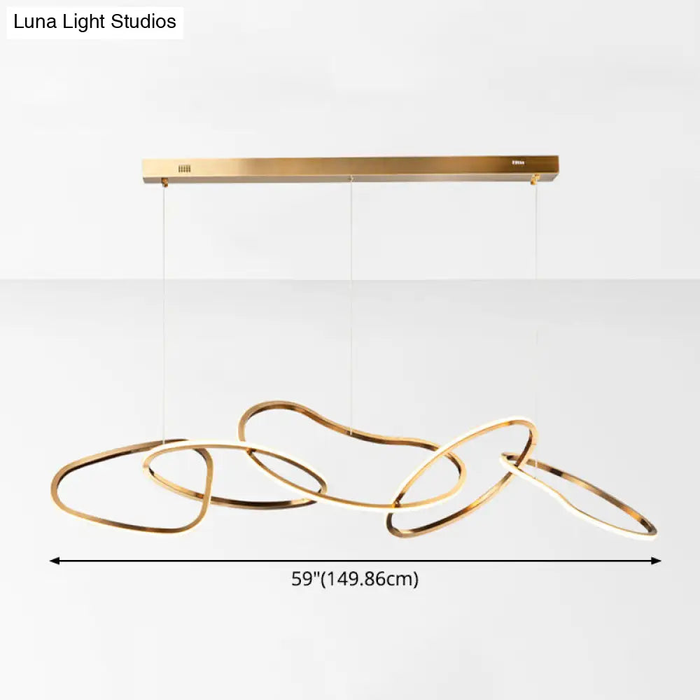 DecorBites™ Modern Minimalist Golden LED 5-6 Ring Hanging Light for Dining Room