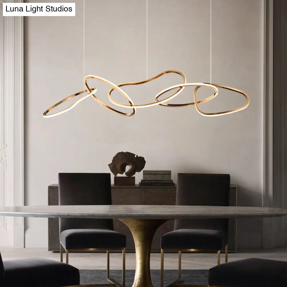 DecorBites™ Modern Minimalist Golden LED 5-6 Ring Hanging Light for Dining Room