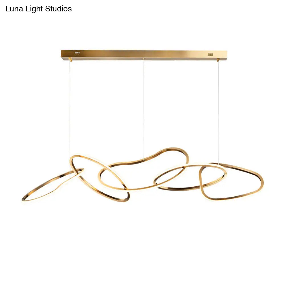 DecorBites™ Modern Minimalist Golden LED 5-6 Ring Hanging Light for Dining Room