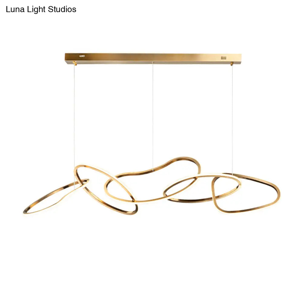 DecorBites™ Modern Minimalist Golden LED 5-6 Ring Hanging Light for Dining Room