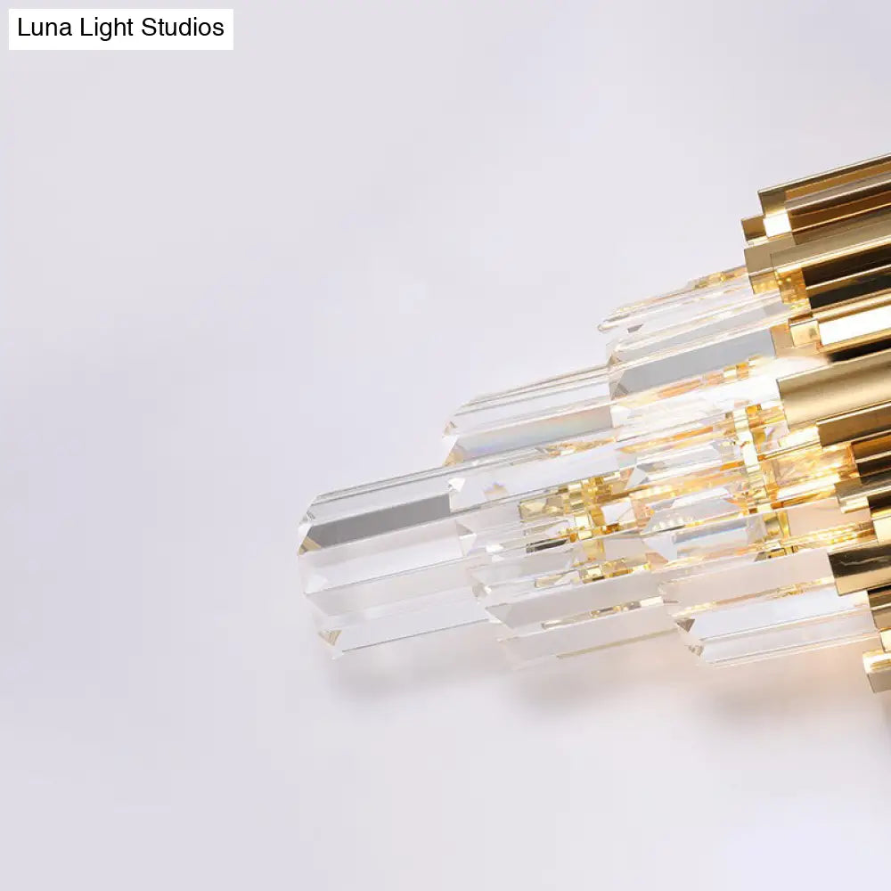 DecorBites™ Modern Multi Layer Metal and Crystal Prisms Wall Lamp - 2/3 Bulbs, Brass Finish