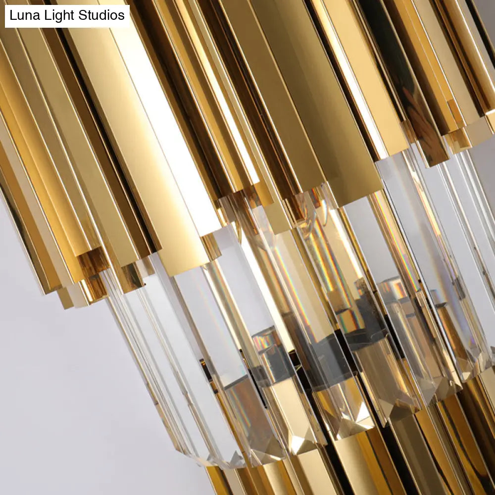 DecorBites™ Modern Multi Layer Metal and Crystal Prisms Wall Lamp - 2/3 Bulbs, Brass Finish