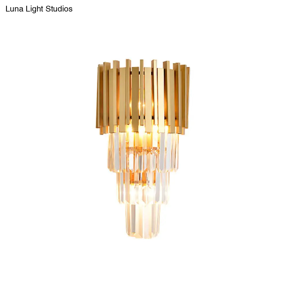 DecorBites™ Modern Multi Tier Wall Lamp with Crystal Prism – Metal 4-Head Wall Light Fixture for Dining Room