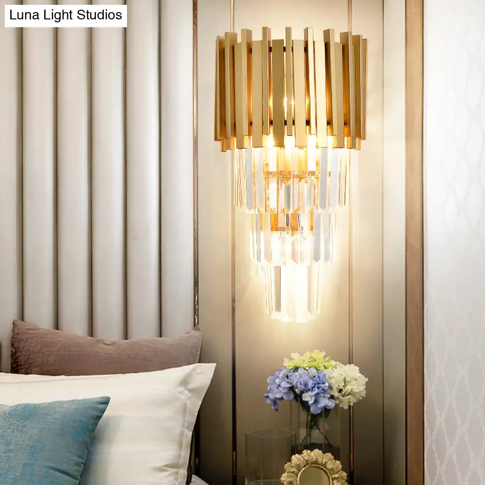 DecorBites™ Modern Multi Tier Wall Lamp with Crystal Prism – Metal 4-Head Wall Light Fixture for Dining Room