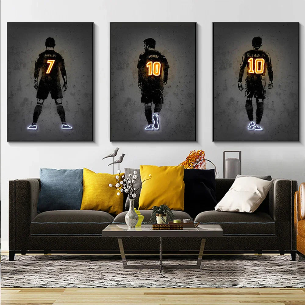 DecorBites™ Modern Neon Sports Star Wall Art Print