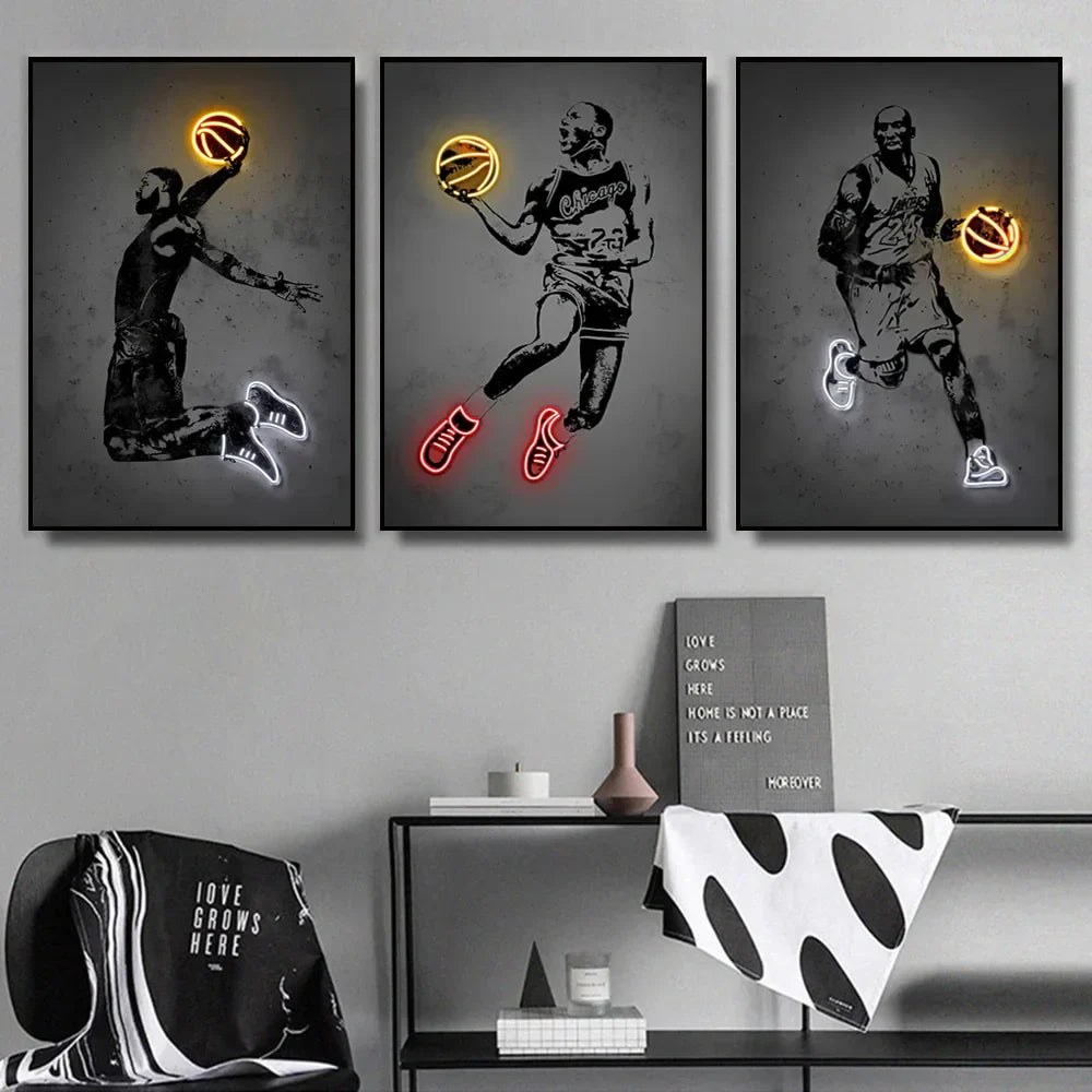 DecorBites™ Modern Neon Sports Star Wall Art Print