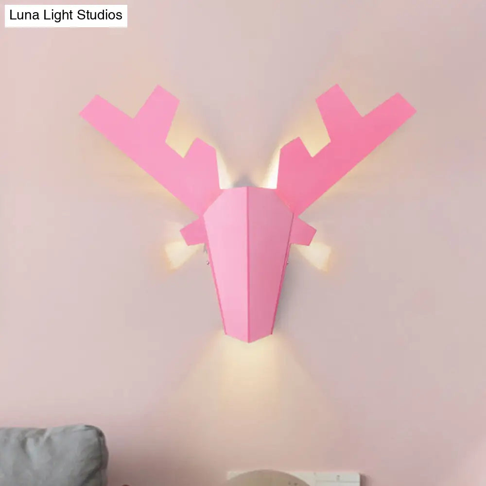 DecorBites™ Modern Nordic Antler Sconce Light, Grey/Pink Metal Wall Mount Fixture, 11"/15" Wide