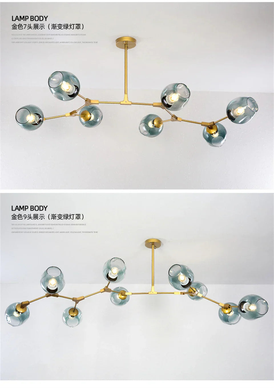 DecorBites™ Modern Nordic Glass Chandeliers LED Ceiling Lamps
