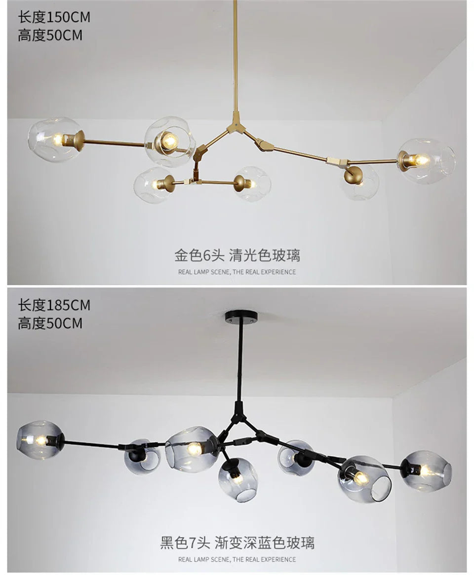 DecorBites™ Modern Nordic Glass Chandeliers LED Ceiling Lights