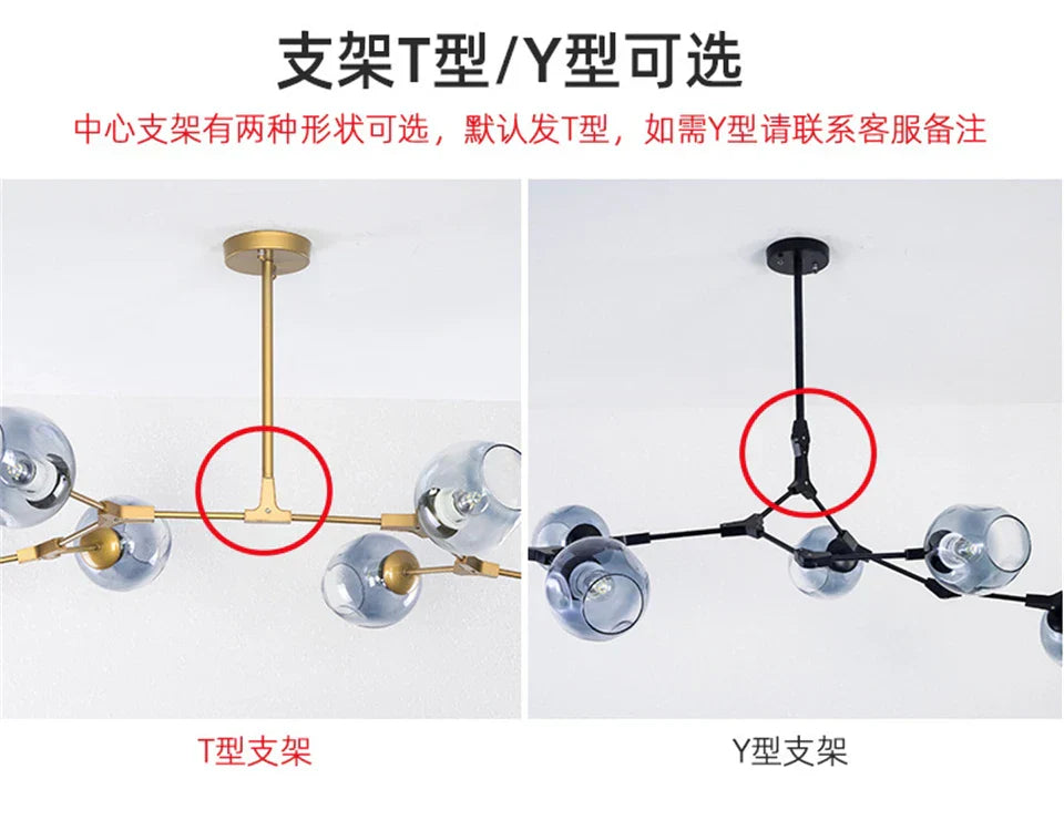 DecorBites™ Modern Nordic Glass Chandeliers LED Ceiling Lights