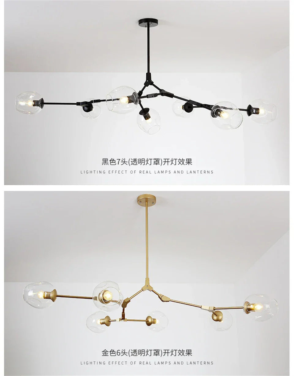 DecorBites™ Modern Nordic Glass Chandeliers with LED