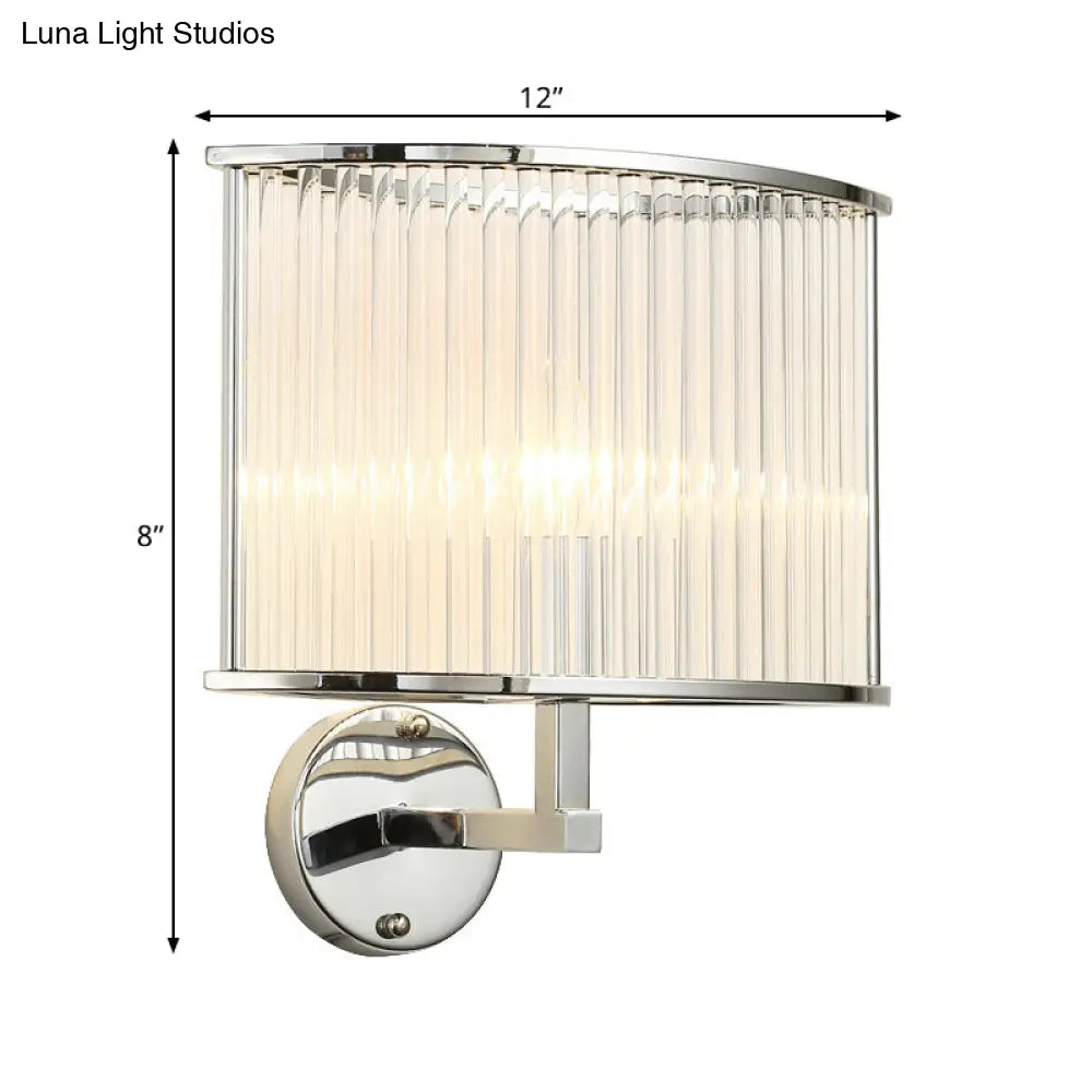 DecorBites™ Modern Oblong Wall Sconce with Clear Crystal Shade - Silver Finish Bulb Lamp