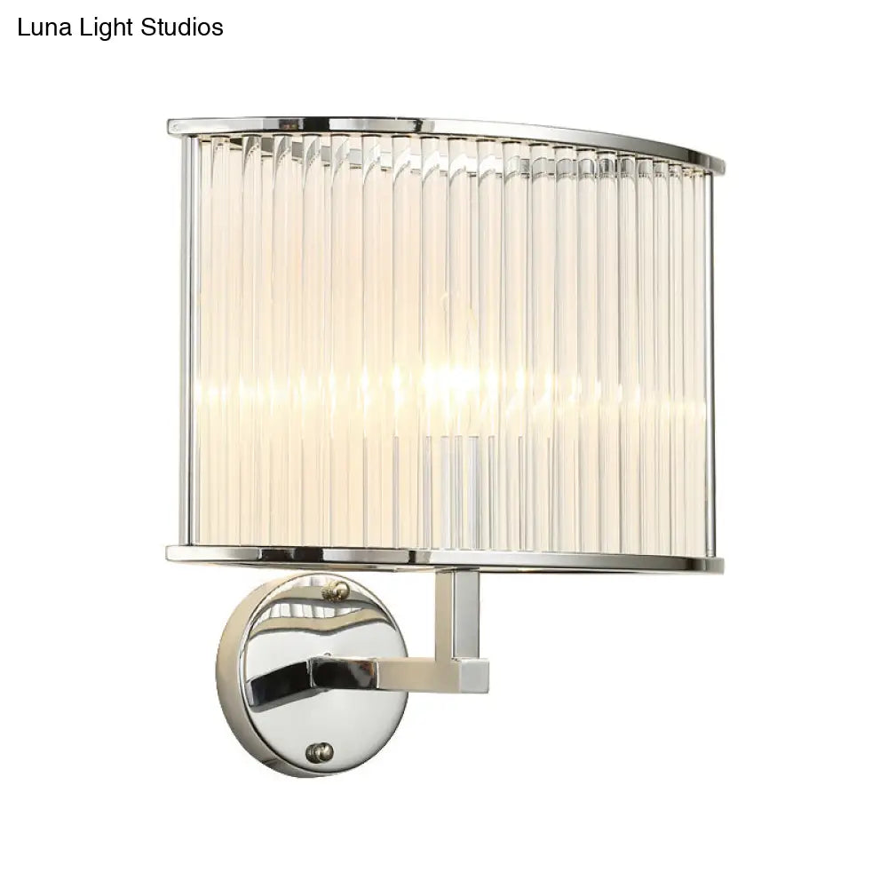 DecorBites™ Modern Oblong Wall Sconce with Clear Crystal Shade - Silver Finish Bulb Lamp