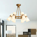 DecorBites™ Modern Opal Glass Chandelier - Wide Flare, 16 Bulbs - Black/Gold Pendant Light Fixture