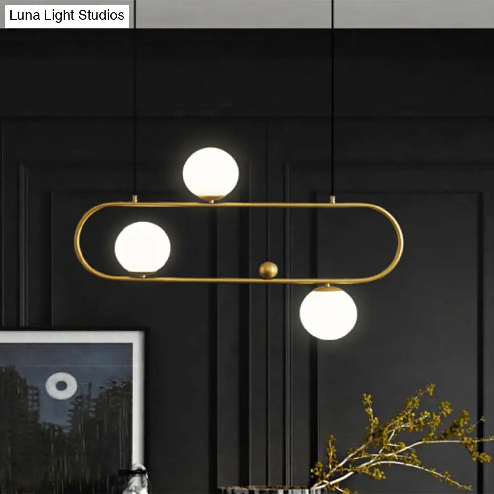 DecorBites™ Modern Opal Glass Oblong Chandelier – Ceiling/Island Light Fixture with 3/4 Black/Gold Lights for Dining Room