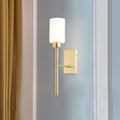 DecorBites™ Modern Opal Glass Tube Sconce - 1 Bulb Wall Light in Brass with Metal Pencil Arm