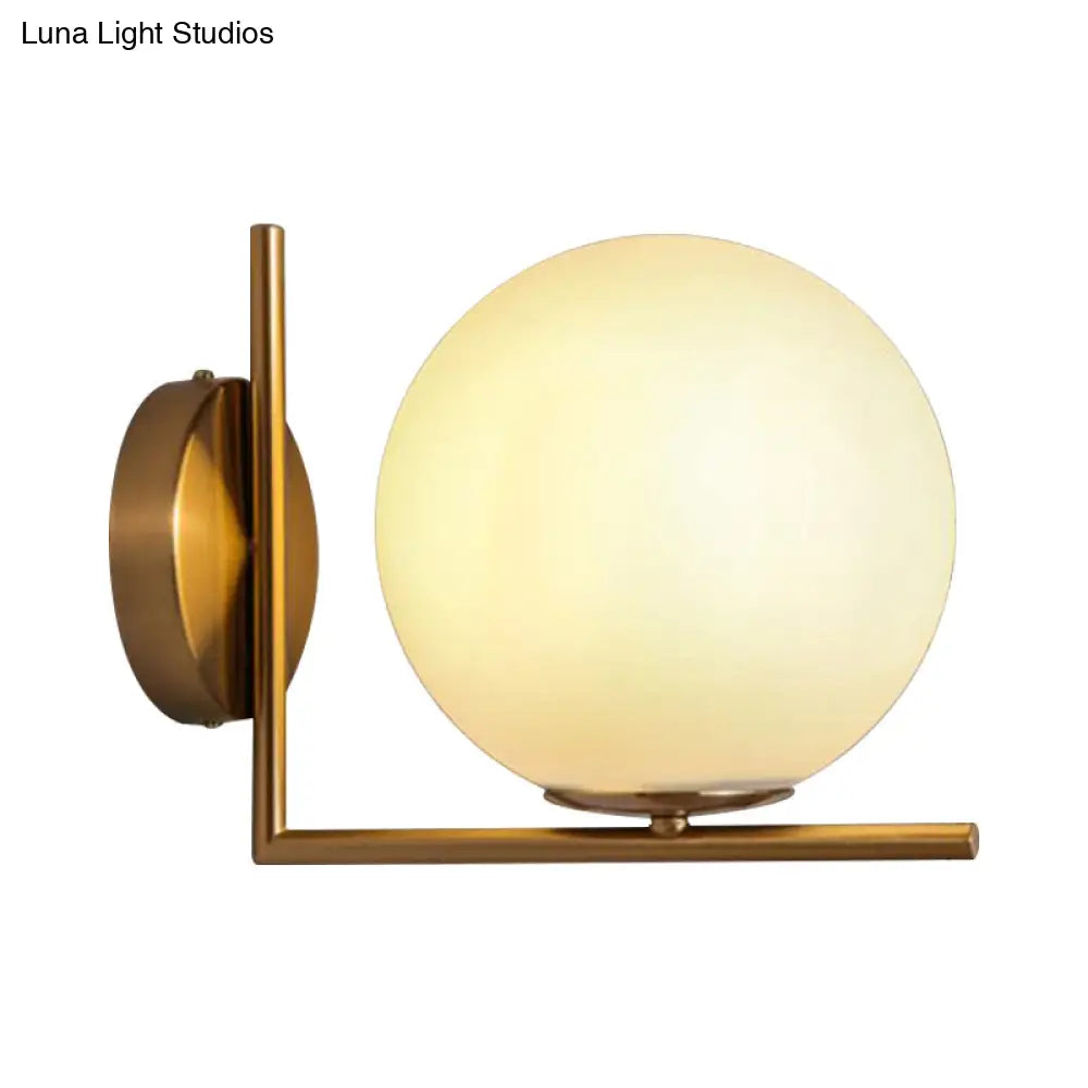 DecorBites™ Modern Opal Glass Wall Sconce with Globe Shade and Gold Accent for Washroom Lighting