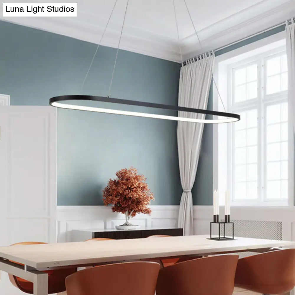 DecorBites™ Modern Oval Suspended LED Restaurant Island Light in Black/White: Stylish Metal Fixture