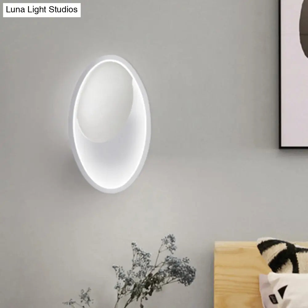 DecorBites™ Modern Oval Wall Sconce Light - Acrylic White/Black LED Wall Lamp for Bedroom - Warm/White Light
