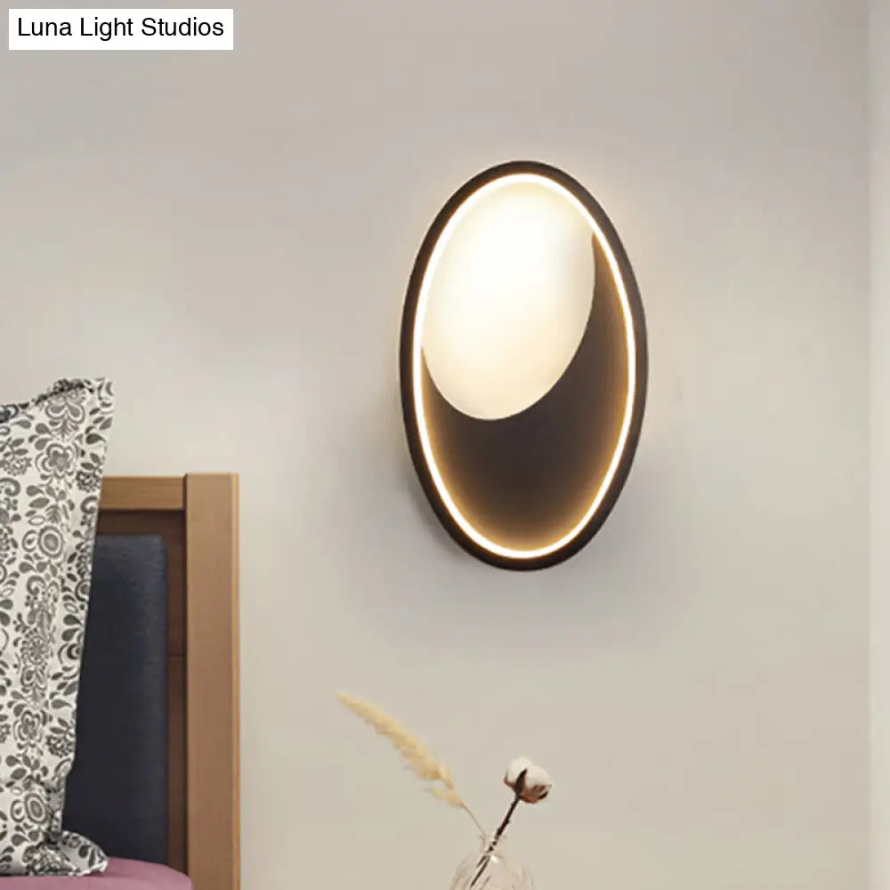 DecorBites™ Modern Oval Wall Sconce Light - Acrylic White/Black LED Wall Lamp for Bedroom - Warm/White Light